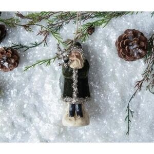 Ragon House 5.75" Forest Green Velvet Belsnickle‎ Santa Christmas Ornament NEW
